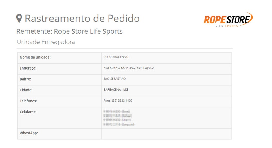 Gestão e rastreamento de fretes Jadlog com dados da unidade entregadora.